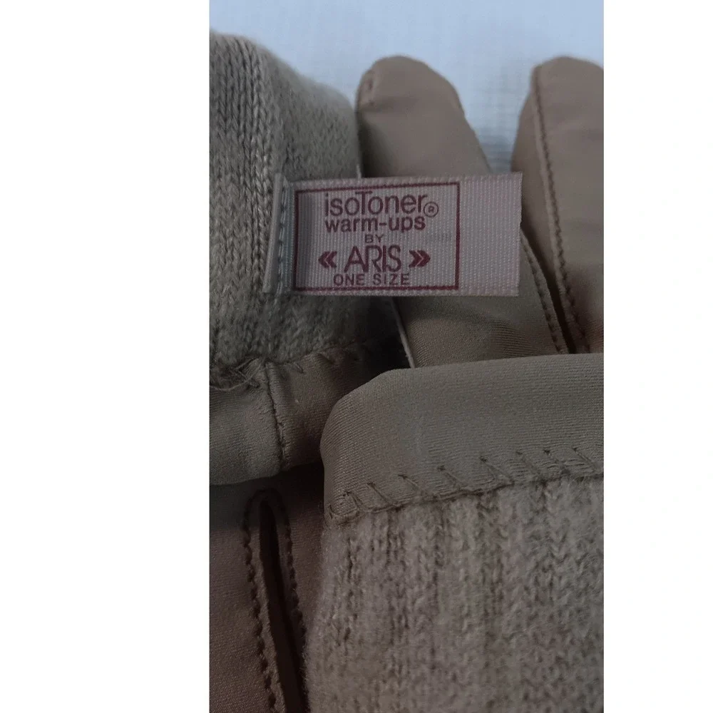 Isotoner Warm-Ups by ARIS Brown Nylon Spandex Lined Gloves One Size Vintage